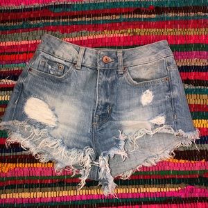 Ripped High Waisted Jean Shorts
